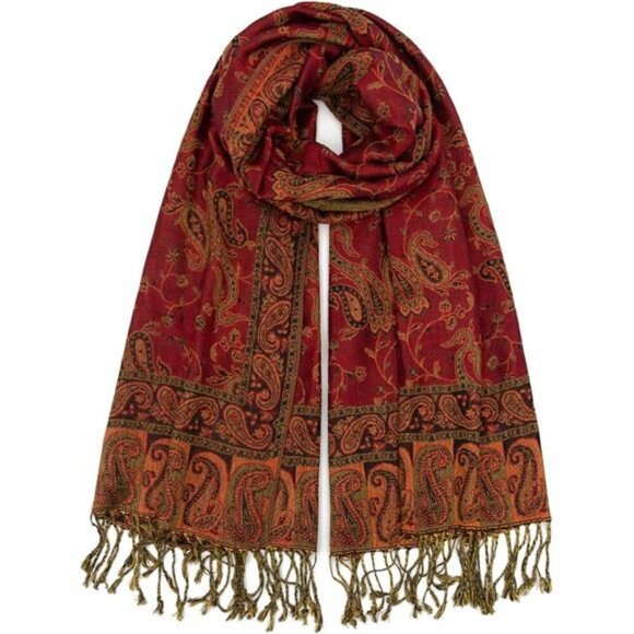 Two Tone Pashmina Shawl Scarf, Red - Picture 1 of 5